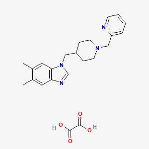 molecular formula C23H28N4O4 B2681874 5,6-二甲基-1-((1-(吡啶-2-基甲基)哌啶-4-基)甲基)-1H-苯并[d]咪唑-草酸盐 CAS No. 1351610-00-8
