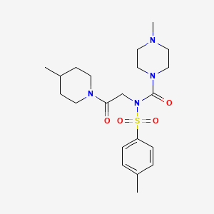 4-methyl-N-(2-(4-methylpiperidin-1-yl)-2-oxoethyl)-N-tosylpiperazine-1-carboxamide