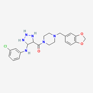 4-{4-[(2H-1,3-benzodioxol-5-yl)methyl]piperazine-1-carbonyl}-N-(3-chlorophenyl)-1H-1,2,3-triazol-5-amine