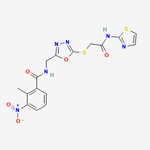 2-methyl-3-nitro-N-((5-((2-oxo-2-(thiazol-2-ylamino)ethyl)thio)-1,3,4-oxadiazol-2-yl)methyl)benzamide