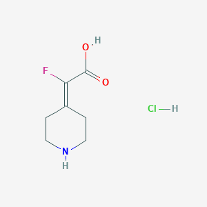 molecular formula C7H11ClFNO2 B2681896 2-Fluoro-2-piperidin-4-ylideneacetic acid;hydrochloride CAS No. 2411266-63-0