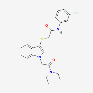 2-(3-((2-((3-chlorophenyl)amino)-2-oxoethyl)thio)-1H-indol-1-yl)-N,N-diethylacetamide