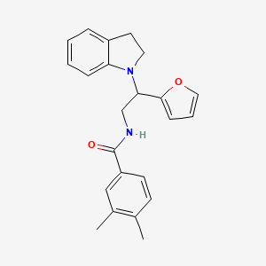 molecular formula C23H24N2O2 B2681907 N-(2-(furan-2-yl)-2-(indolin-1-yl)ethyl)-3,4-dimethylbenzamide CAS No. 898432-59-2