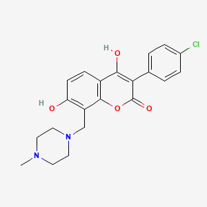 molecular formula C21H21ClN2O4 B2681923 3-(4-chlorophenyl)-4,7-dihydroxy-8-((4-methylpiperazin-1-yl)methyl)-2H-chromen-2-one CAS No. 929490-33-5