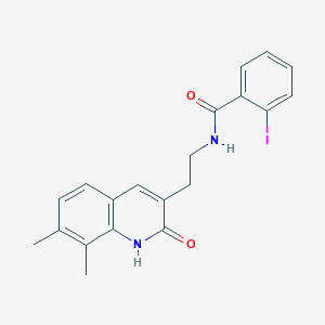 molecular formula C20H19IN2O2 B2681927 N-[2-(7,8-dimethyl-2-oxo-1H-quinolin-3-yl)ethyl]-2-iodobenzamide CAS No. 851408-00-9