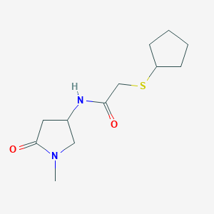 molecular formula C12H20N2O2S B2681934 2-(cyclopentylthio)-N-(1-methyl-5-oxopyrrolidin-3-yl)acetamide CAS No. 1396808-29-9
