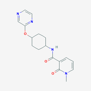 molecular formula C17H20N4O3 B2681941 1-methyl-2-oxo-N-((1r,4r)-4-(pyrazin-2-yloxy)cyclohexyl)-1,2-dihydropyridine-3-carboxamide CAS No. 2034579-03-6