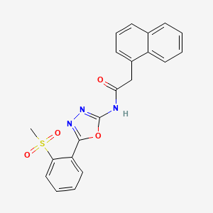 molecular formula C21H17N3O4S B2681944 N-[5-(2-甲基磺酰苯基)-1,3,4-噁二唑-2-基]-2-萘基乙酰胺 CAS No. 886924-76-1