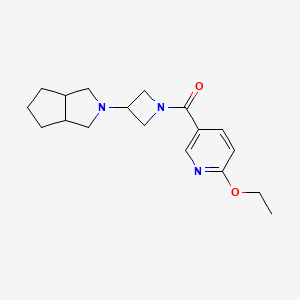 molecular formula C18H25N3O2 B2681945 [3-(3,3a,4,5,6,6a-Hexahydro-1H-cyclopenta[c]pyrrol-2-yl)azetidin-1-yl]-(6-ethoxypyridin-3-yl)methanone CAS No. 2415572-72-2