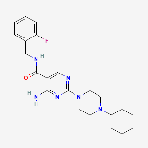 molecular formula C22H29FN6O B2681948 4-amino-2-(4-cyclohexylpiperazin-1-yl)-N-(2-fluorobenzyl)pyrimidine-5-carboxamide CAS No. 1251616-75-7