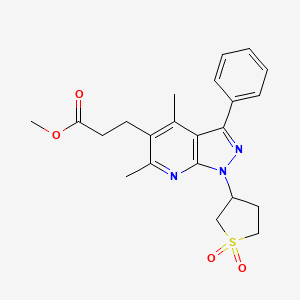 molecular formula C22H25N3O4S B2681951 甲基3-(1-(1,1-二氧代四氢噻吩-3-基)-4,6-二甲基-3-苯基-1H-吡唑并[3,4-b]吡啶-5-基)丙酸酯 CAS No. 1040637-96-4