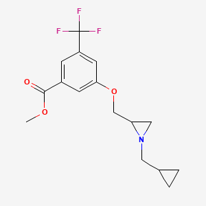 molecular formula C16H18F3NO3 B2681954 Methyl 3-[[1-(cyclopropylmethyl)aziridin-2-yl]methoxy]-5-(trifluoromethyl)benzoate CAS No. 2418726-45-9