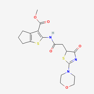 methyl 2-(2-(2-morpholino-4-oxo-4,5-dihydrothiazol-5-yl)acetamido)-5,6-dihydro-4H-cyclopenta[b]thiophene-3-carboxylate