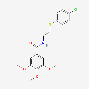 molecular formula C18H20ClNO4S B2681970 N-{2-[(4-chlorophenyl)sulfanyl]ethyl}-3,4,5-trimethoxybenzenecarboxamide CAS No. 339113-23-4