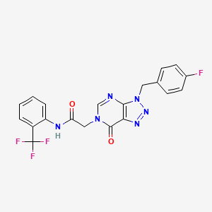 molecular formula C20H14F4N6O2 B2681976 2-(3-(4-fluorobenzyl)-7-oxo-3H-[1,2,3]triazolo[4,5-d]pyrimidin-6(7H)-yl)-N-(2-(trifluoromethyl)phenyl)acetamide CAS No. 892472-37-6