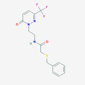 molecular formula C16H16F3N3O2S B2681978 2-Benzylsulfanyl-N-[2-[6-oxo-3-(trifluoromethyl)pyridazin-1-yl]ethyl]acetamide CAS No. 2415630-26-9