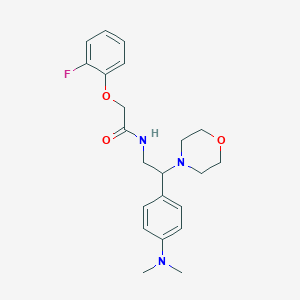 molecular formula C22H28FN3O3 B2681980 N-(2-(4-(二甲基氨基)苯基)-2-吗啉基乙基)-2-(2-氟苯氧基)乙酰胺 CAS No. 1005305-26-9