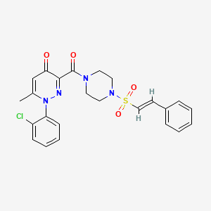 molecular formula C24H23ClN4O4S B2681986 1-(2-chlorophenyl)-6-methyl-3-[4-[(E)-2-phenylethenyl]sulfonylpiperazine-1-carbonyl]pyridazin-4-one CAS No. 924723-88-6