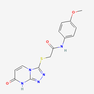 molecular formula C14H13N5O3S B2681996 N-(4-methoxyphenyl)-2-((7-oxo-7,8-dihydro-[1,2,4]triazolo[4,3-a]pyrimidin-3-yl)thio)acetamide CAS No. 877638-10-3