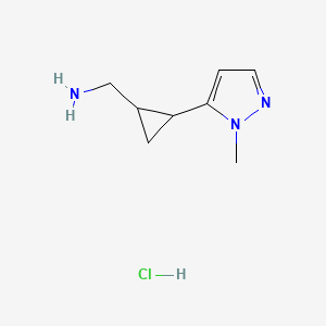 molecular formula C8H14ClN3 B2682002 [2-(1-methyl-1H-pyrazol-5-yl)cyclopropyl]methanamine hydrochloride CAS No. 2097900-82-6