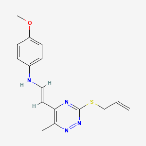 molecular formula C16H18N4OS B2682005 N-(2-(3-(Allylsulfanyl)-6-methyl-1,2,4-triazin-5-yl)vinyl)-4-methoxyaniline CAS No. 477865-89-7