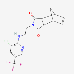 molecular formula C17H15ClF3N3O2 B2682017 4-(2-{[3-Chloro-5-(trifluoromethyl)-2-pyridinyl]amino}ethyl)-4-azatricyclo[5.2.1.0~2,6~]dec-8-ene-3,5-dione CAS No. 321998-77-0