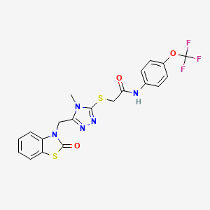 molecular formula C20H16F3N5O3S2 B2682028 2-((4-methyl-5-((2-oxobenzo[d]thiazol-3(2H)-yl)methyl)-4H-1,2,4-triazol-3-yl)thio)-N-(4-(trifluoromethoxy)phenyl)acetamide CAS No. 847400-51-5