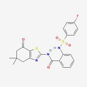 N-(5,5-dimethyl-7-oxo-4,5,6,7-tetrahydrobenzo[d]thiazol-2-yl)-2-(4-fluorophenylsulfonamido)benzamide
