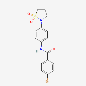 molecular formula C16H15BrN2O3S B2682036 4-bromo-N-(4-(1,1-dioxidoisothiazolidin-2-yl)phenyl)benzamide CAS No. 946215-04-9