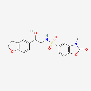 molecular formula C18H18N2O6S B2682048 N-(2-(2,3-dihydrobenzofuran-5-yl)-2-hydroxyethyl)-3-methyl-2-oxo-2,3-dihydrobenzo[d]oxazole-5-sulfonamide CAS No. 1448036-19-8