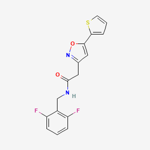 molecular formula C16H12F2N2O2S B2682056 N-(2,6-二氟苯甲基)-2-(5-(噻吩-2-基)异噁唑-3-基)乙酰胺 CAS No. 946317-17-5