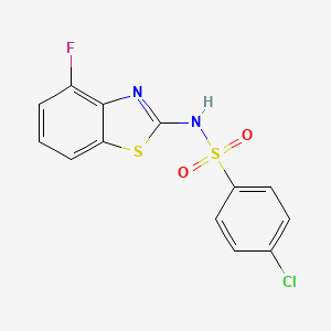 molecular formula C13H8ClFN2O2S2 B2682060 4-氯-N-(4-氟苯并[d]噻唑-2-基)苯磺酰胺 CAS No. 954654-56-9