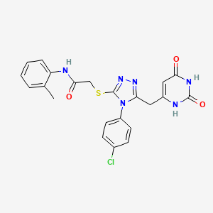 molecular formula C22H19ClN6O3S B2682062 2-((4-(4-氯苯基)-5-((2,6-二氧代-1,2,3,6-四氢嘧啶-4-基)甲基)-4H-1,2,4-三唑-3-基)硫代)-N-(邻甲苯基)乙酰胺 CAS No. 852154-73-5