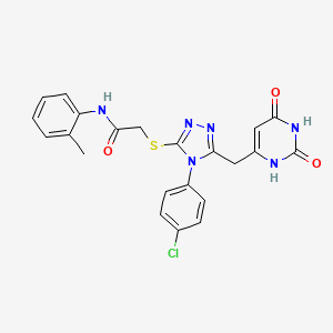 molecular formula C22H19ClN6O3S B2682062 2-((4-(4-chlorophenyl)-5-((2,6-dioxo-1,2,3,6-tetrahydropyrimidin-4-yl)methyl)-4H-1,2,4-triazol-3-yl)thio)-N-(o-tolyl)acetamide CAS No. 852154-73-5