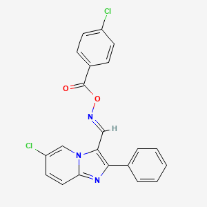 molecular formula C21H13Cl2N3O2 B2682065 6-氯-3-({[(4-氯苯甲酰)氧]亚胺甲基}-2-苯基咪唑并[1,2-a]吡啶 CAS No. 478257-29-3