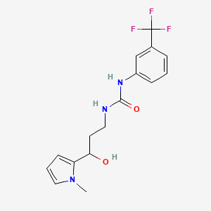 molecular formula C16H18F3N3O2 B2682069 1-(3-羟基-3-(1-甲基-1H-吡咯-2-基)丙基)-3-(3-(三氟甲基)苯基)脲 CAS No. 2034397-91-4