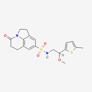 molecular formula C19H22N2O4S2 B2682084 N-(2-methoxy-2-(5-methylthiophen-2-yl)ethyl)-4-oxo-2,4,5,6-tetrahydro-1H-pyrrolo[3,2,1-ij]quinoline-8-sulfonamide CAS No. 1797895-98-7