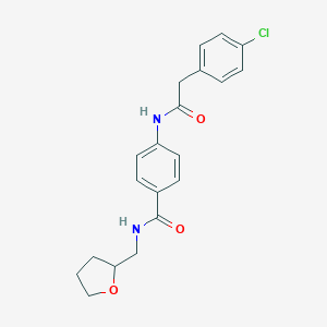 molecular formula C20H21ClN2O3 B268209 4-{[(4-chlorophenyl)acetyl]amino}-N-(tetrahydro-2-furanylmethyl)benzamide 