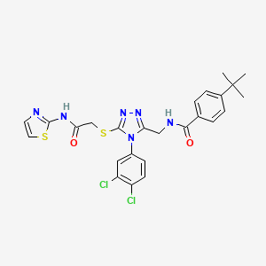 molecular formula C25H24Cl2N6O2S2 B2682091 4-(叔丁基)-N-((4-(3,4-二氯苯基)-5-((2-氧代-2-(噻唑-2-基氨基)乙基)硫)-4H-1,2,4-三唑-3-基)甲基)苯甲酰胺 CAS No. 391917-61-6