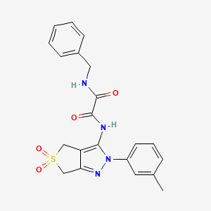 molecular formula C21H20N4O4S B2682095 N1-benzyl-N2-(5,5-dioxido-2-(m-tolyl)-4,6-dihydro-2H-thieno[3,4-c]pyrazol-3-yl)oxalamide CAS No. 899944-68-4