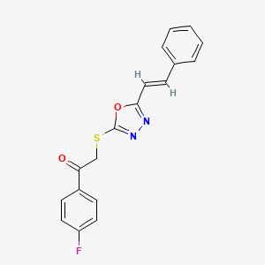 molecular formula C18H13FN2O2S B2682097 1-(4-fluorophenyl)-2-({5-[(E)-2-phenylethenyl]-1,3,4-oxadiazol-2-yl}sulfanyl)ethan-1-one CAS No. 692287-92-6