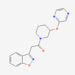 molecular formula C18H18N4O3 B2682105 2-(苯并[d]异噁唑-3-基)-1-(3-(吡嗪-2-氧基)哌啶-1-基)乙酮 CAS No. 2034251-82-4