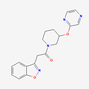 molecular formula C18H18N4O3 B2682105 2-(1,2-benzoxazol-3-yl)-1-[3-(pyrazin-2-yloxy)piperidin-1-yl]ethan-1-one CAS No. 2034251-82-4