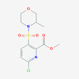 molecular formula C12H15ClN2O5S B2682109 Methyl 6-chloro-3-[(3-methylmorpholin-4-yl)sulfonyl]pyridine-2-carboxylate CAS No. 1384574-05-3