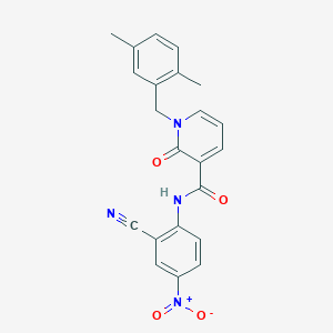 molecular formula C22H18N4O4 B2682118 N-(2-cyano-4-nitrophenyl)-1-(2,5-dimethylbenzyl)-2-oxo-1,2-dihydropyridine-3-carboxamide CAS No. 941952-67-6