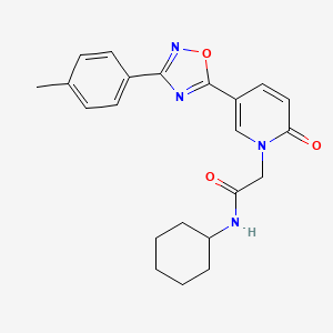 molecular formula C22H24N4O3 B2682120 N-cyclohexyl-2-(2-oxo-5-(3-(p-tolyl)-1,2,4-oxadiazol-5-yl)pyridin-1(2H)-yl)acetamide CAS No. 1113109-68-4