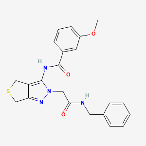molecular formula C22H22N4O3S B2682129 N-(2-(2-(benzylamino)-2-oxoethyl)-4,6-dihydro-2H-thieno[3,4-c]pyrazol-3-yl)-3-methoxybenzamide CAS No. 1105218-08-3