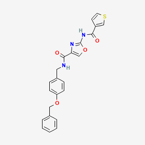 molecular formula C23H19N3O4S B2682145 N-(4-(苄氧基)苄基)-2-(噻吩-3-羧酰氨基)噁唑-4-羧酰胺 CAS No. 1396851-81-2