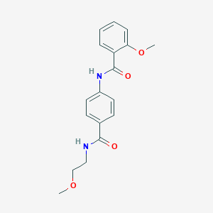 molecular formula C18H20N2O4 B268215 2-methoxy-N-(4-{[(2-methoxyethyl)amino]carbonyl}phenyl)benzamide 