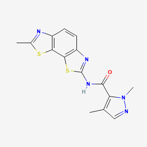 molecular formula C15H13N5OS2 B2682151 1,4-dimethyl-N-(7-methylbenzo[1,2-d:4,3-d']bis(thiazole)-2-yl)-1H-pyrazole-5-carboxamide CAS No. 1206995-67-6